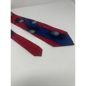 Vintage Handpainted Silk Robert Daskal Tie - Red Blue Black Abstract Stripe